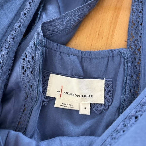 Anthropologie Women’s Size Small Blue Ruffle Flutter Sleeve Plunge Mini Dress - Picture 4 of 14